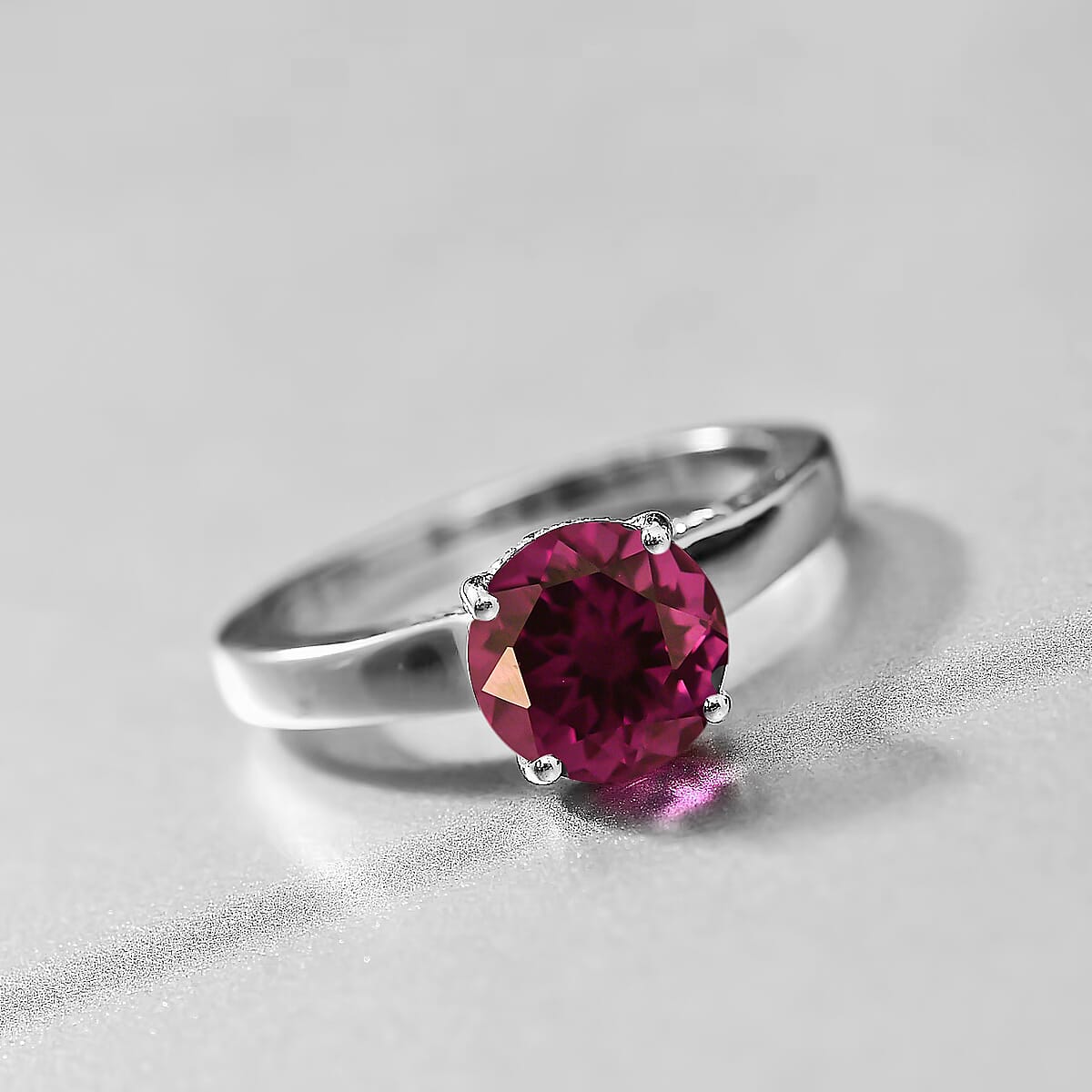 D'Joy Lab Grown Color Change Sapphire and Moissanite 2.85 ctw Ring in Rhodium Over Sterling Silver (Size 11.0) image number 1