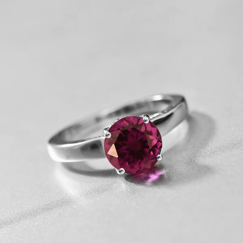 D'Joy Lab Grown Color Change Sapphire and Moissanite 2.85 ctw Ring in Rhodium Over Sterling Silver (Size 12.0)