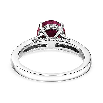 D'Joy Lab Grown Color Change Sapphire and Moissanite 2.85 ctw Ring in Rhodium Over Sterling Silver (Size 9.5)
