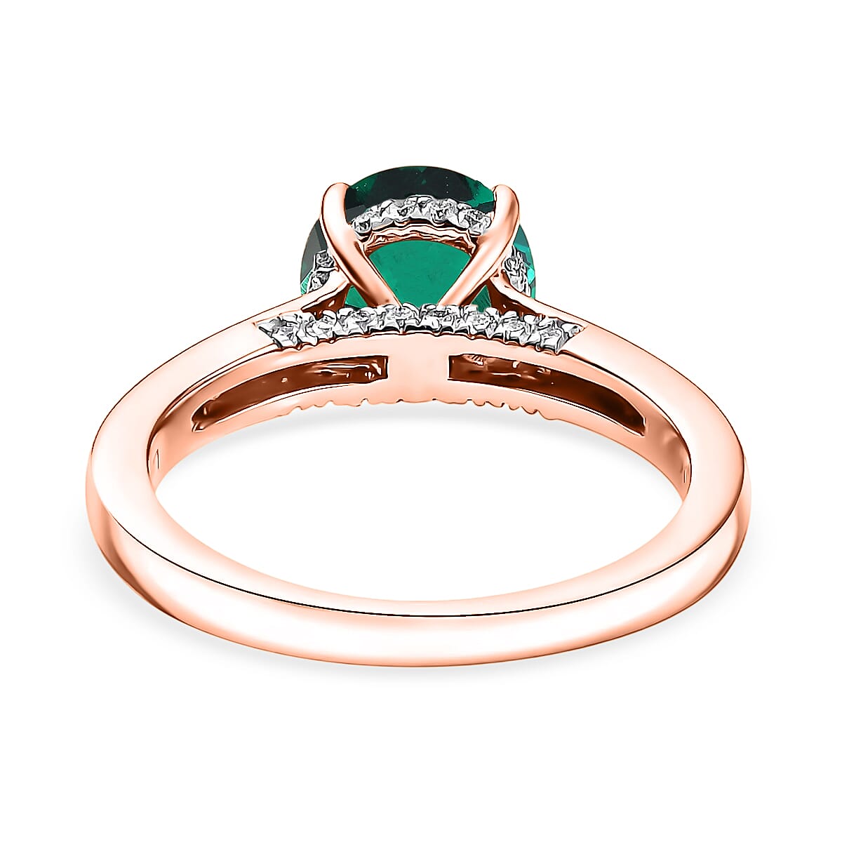 D'Joy Lab Grown Emerald and Moissanite 2.85 ctw Ring in 18K Vermeil Rose Gold Over Sterling Silver (Size 12.0) image number 4