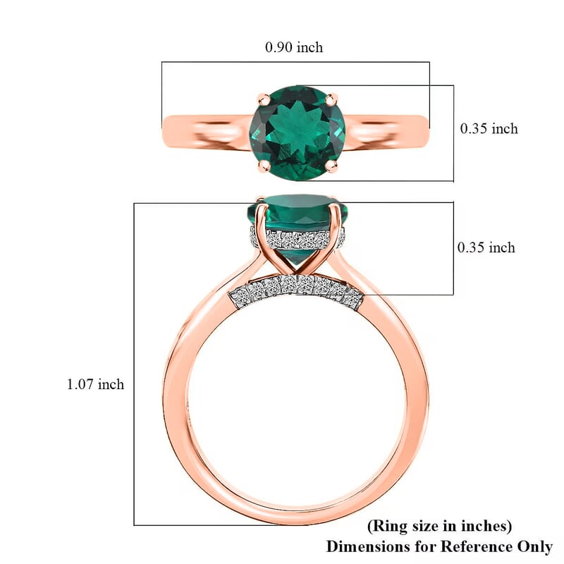 D'Joy Lab Grown Emerald and Moissanite 2.85 ctw Ring in 18K Vermeil Rose Gold Over Sterling Silver (Size 4.5)