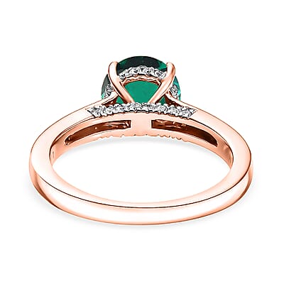 D'Joy Lab Grown Emerald and Moissanite 2.85 ctw Ring in 18K Vermeil Rose Gold Over Sterling Silver (Size 5.0)