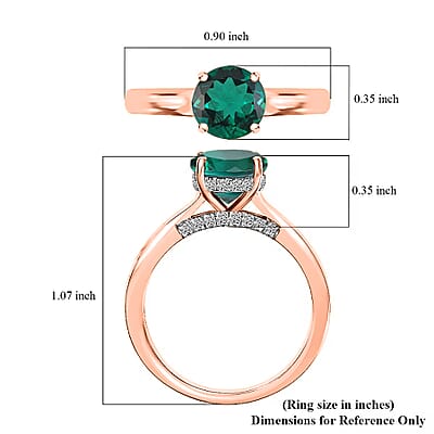 D'Joy Lab Grown Emerald and Moissanite 2.85 ctw Ring in 18K Vermeil Rose Gold Over Sterling Silver (Size 5.0)
