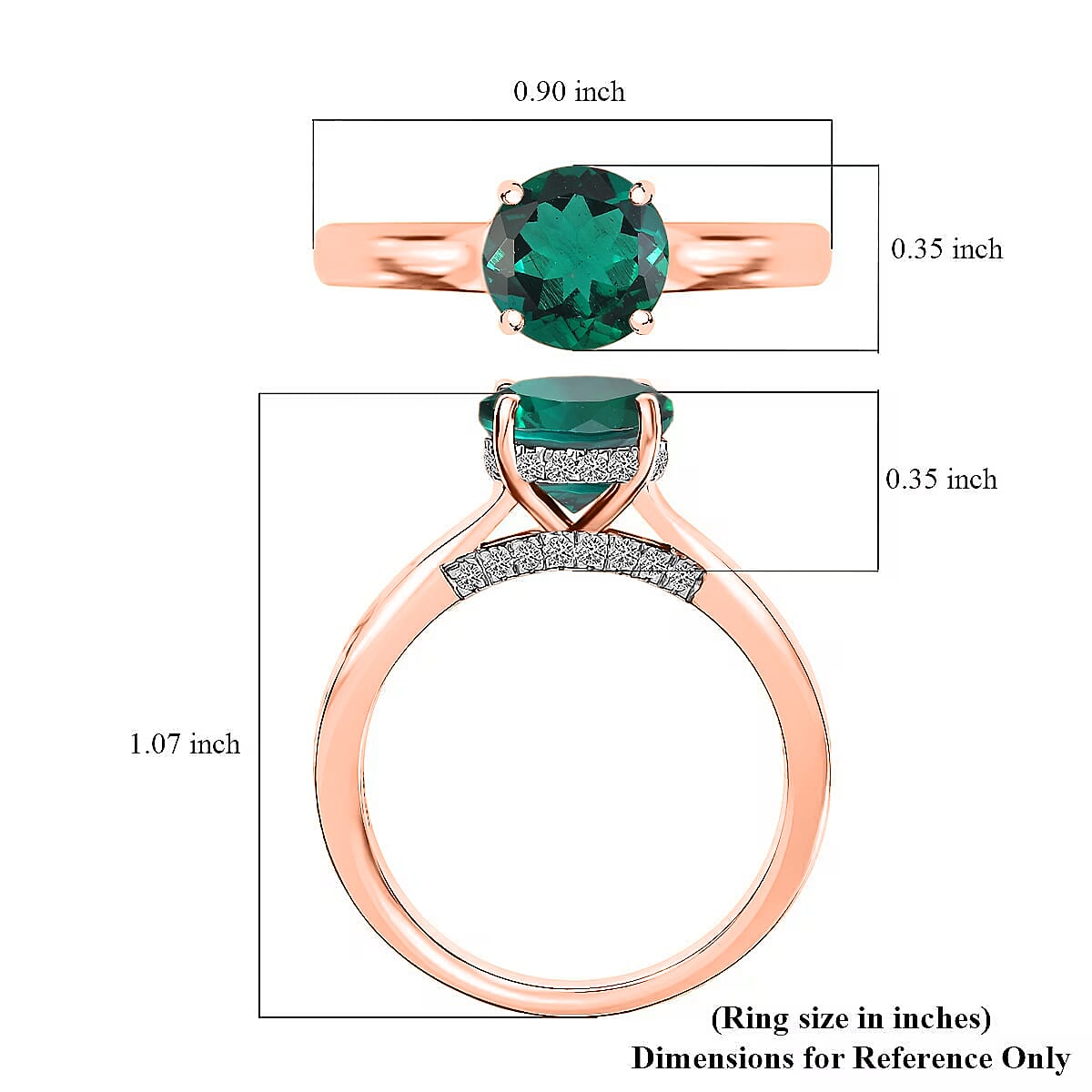 D'Joy Lab Grown Emerald and Moissanite 2.85 ctw Ring in 18K Vermeil Rose Gold Over Sterling Silver (Size 7.5) image number 5