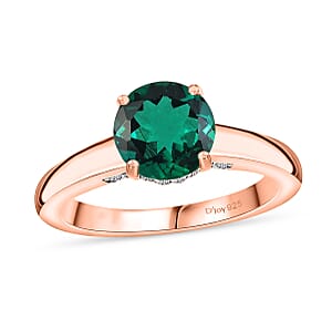 D'Joy Lab Grown Emerald and Moissanite 2.85 ctw Ring in 18K Vermeil Rose Gold Over Sterling Silver (Size 9.0)