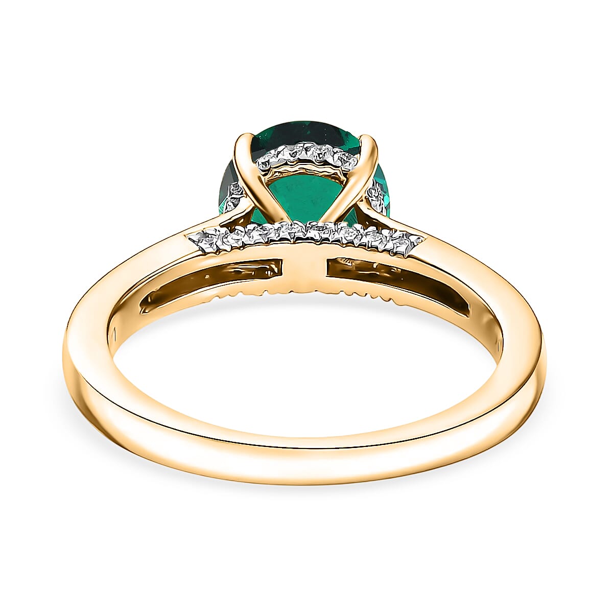 D'Joy Lab Grown Emerald and Moissanite 2.85 ctw Ring in 18K Vermeil Yellow Gold Over Sterling Silver (Size 7.0)