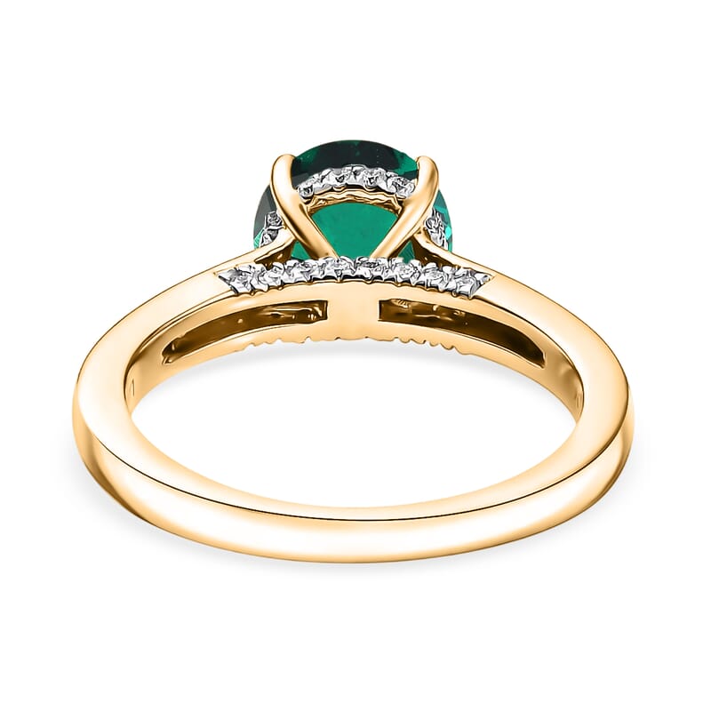 D'Joy Lab Grown Emerald and Moissanite 2.85 ctw Ring in 18K Vermeil Yellow Gold Over Sterling Silver (Size 7.0)