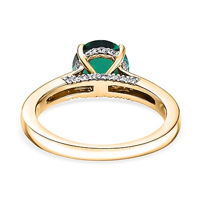 D'Joy Lab Grown Emerald and Moissanite 2.85 ctw Ring in 18K Vermeil Yellow Gold Over Sterling Silver (Size 7.5)