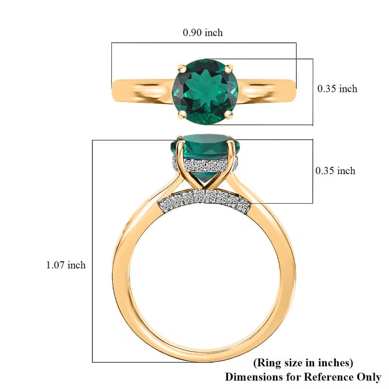 D'Joy Lab Grown Emerald and Moissanite 2.85 ctw Ring in 18K Vermeil Yellow Gold Over Sterling Silver (Size 7.5)