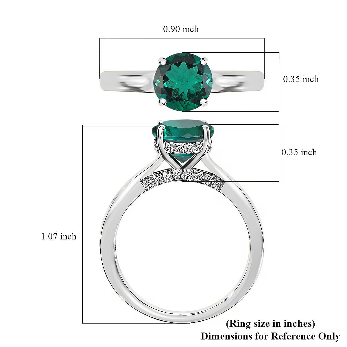 D'Joy Lab Grown Emerald and Moissanite 2.85 ctw Ring in Rhodium Over Sterling Silver (Size 12.0) image number 5