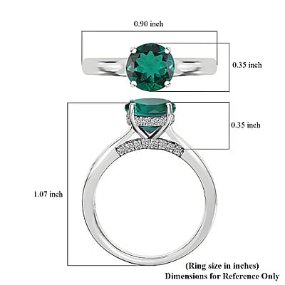 D'Joy Lab Grown Emerald and Moissanite 2.85 ctw Ring in Rhodium Over Sterling Silver (Size 5.5)