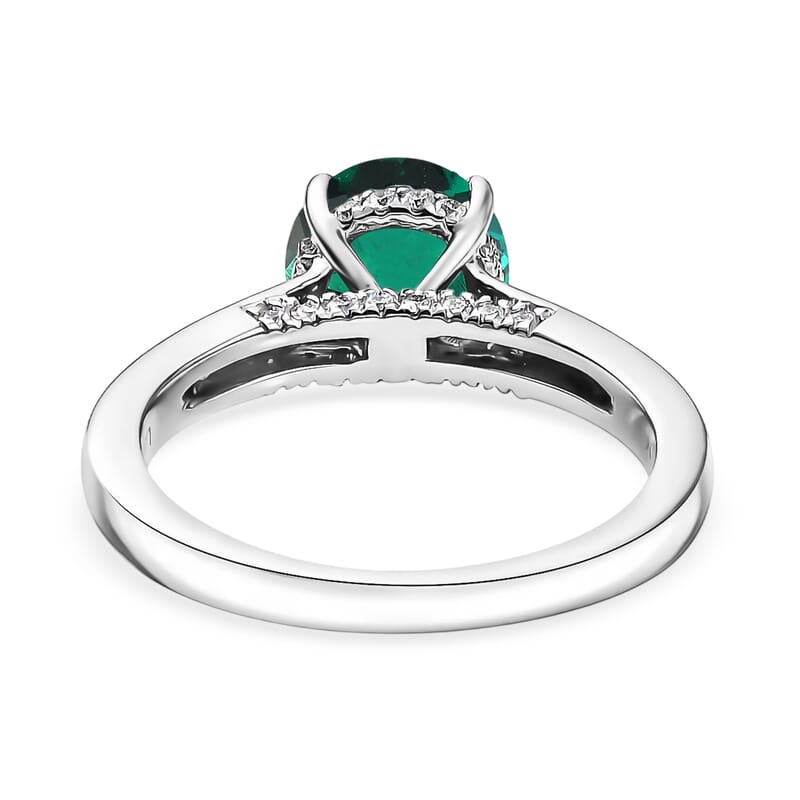 D'Joy Lab Grown Emerald and Moissanite 2.85 ctw Ring in Rhodium Over Sterling Silver (Size 9.5)