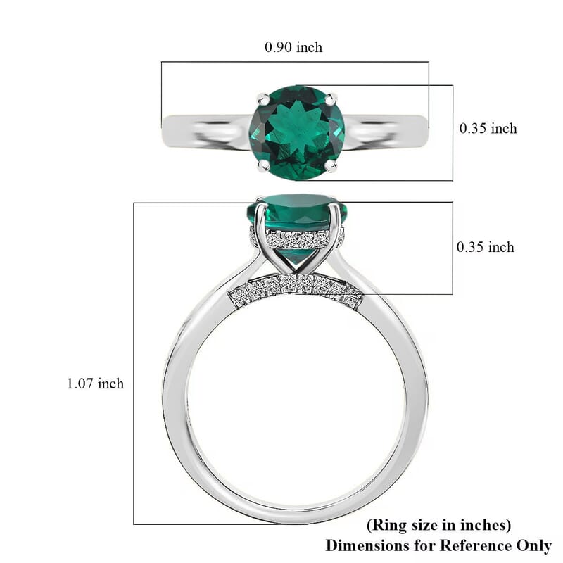 D'Joy Lab Grown Emerald and Moissanite 2.85 ctw Ring in Rhodium Over Sterling Silver (Size 9.5)