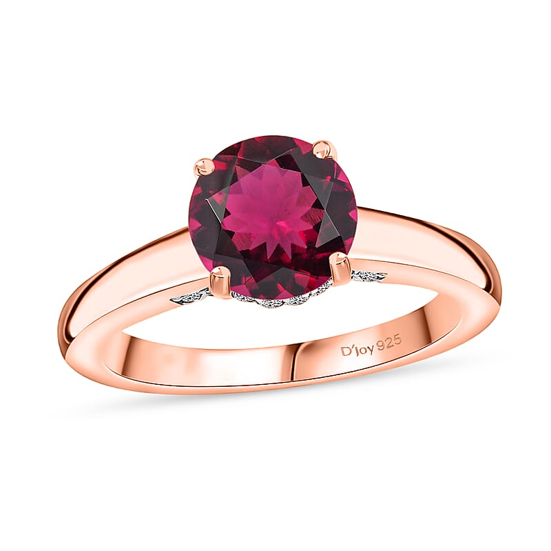 D'Joy Lab Grown Bixbite and Moissanite 2.85 ctw Ring in 18K Vermeil Rose Gold Over Sterling Silver (Size 12.0)
