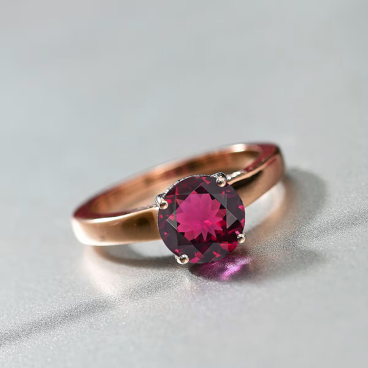 D'Joy Lab Grown Bixbite and Moissanite 2.85 ctw Ring in 18K Vermeil Rose Gold Over Sterling Silver (Size 4.0)