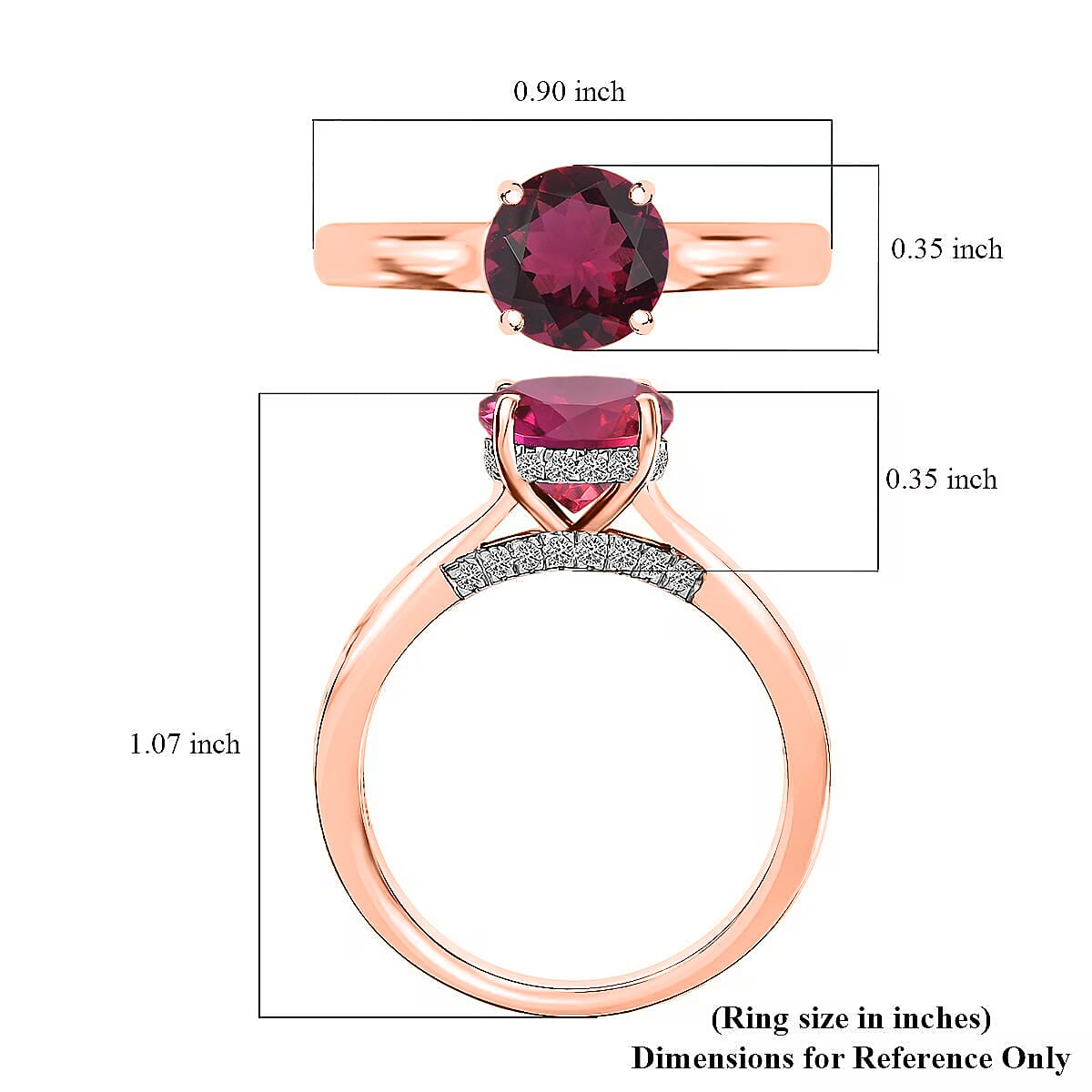 D'Joy Lab Grown Bixbite and Moissanite 2.85 ctw Ring in 18K Vermeil Rose Gold Over Sterling Silver (Size 4.0)