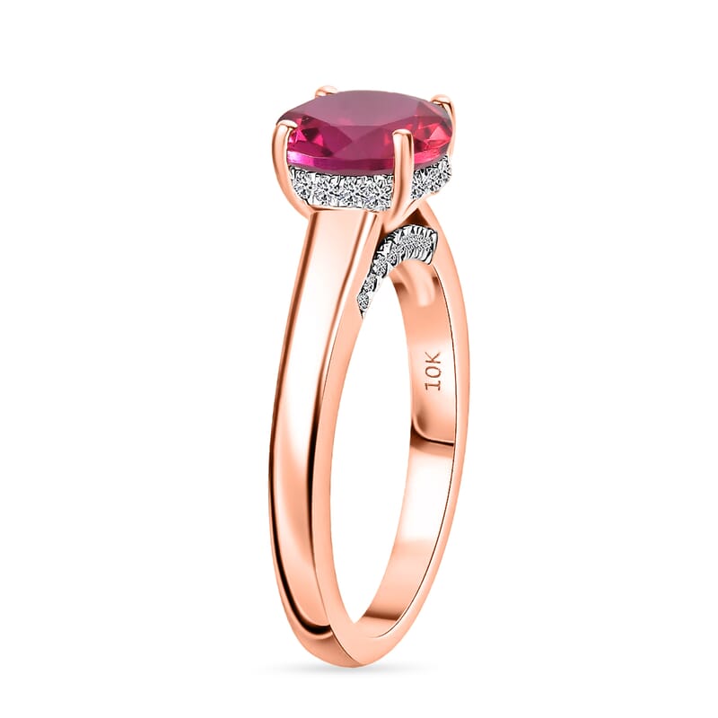 D'Joy Lab Grown Bixbite and Moissanite 2.85 ctw Ring in 18K Vermeil Rose Gold Over Sterling Silver (Size 5.5)