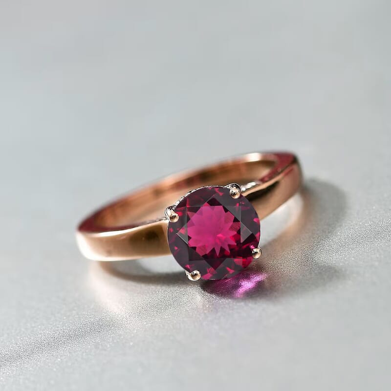 D'Joy Lab Grown Bixbite and Moissanite 2.85 ctw Ring in 18K Vermeil Rose Gold Over Sterling Silver (Size 6.5)