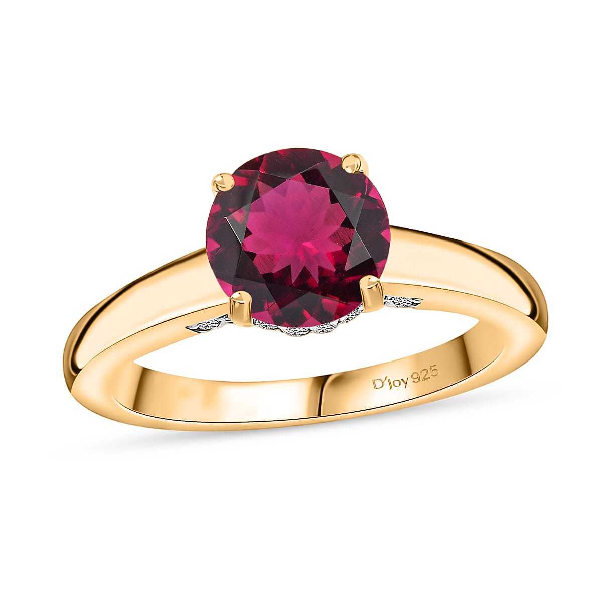 D'Joy Lab Grown Bixbite and Moissanite 2.85 ctw Ring in 18K Vermeil Yellow Gold Over Sterling Silver (Size 10)