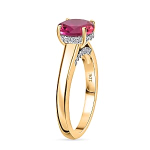 D'Joy Lab Grown Bixbite and Moissanite 2.85 ctw Ring in 18K Vermeil Yellow Gold Over Sterling Silver (Size 6.5)