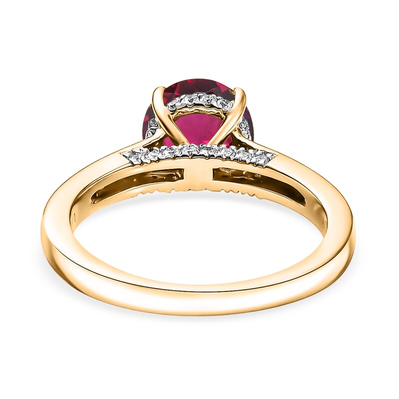 D'Joy Lab Grown Bixbite and Moissanite 2.85 ctw Ring in 18K Vermeil Yellow Gold Over Sterling Silver (Size 7.5)