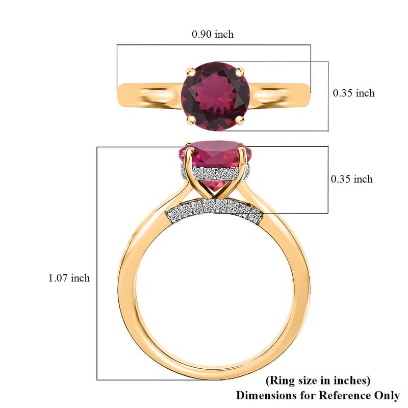 D'Joy Lab Grown Bixbite and Moissanite 2.85 ctw Ring in 18K Vermeil Yellow Gold Over Sterling Silver (Size 7.5)