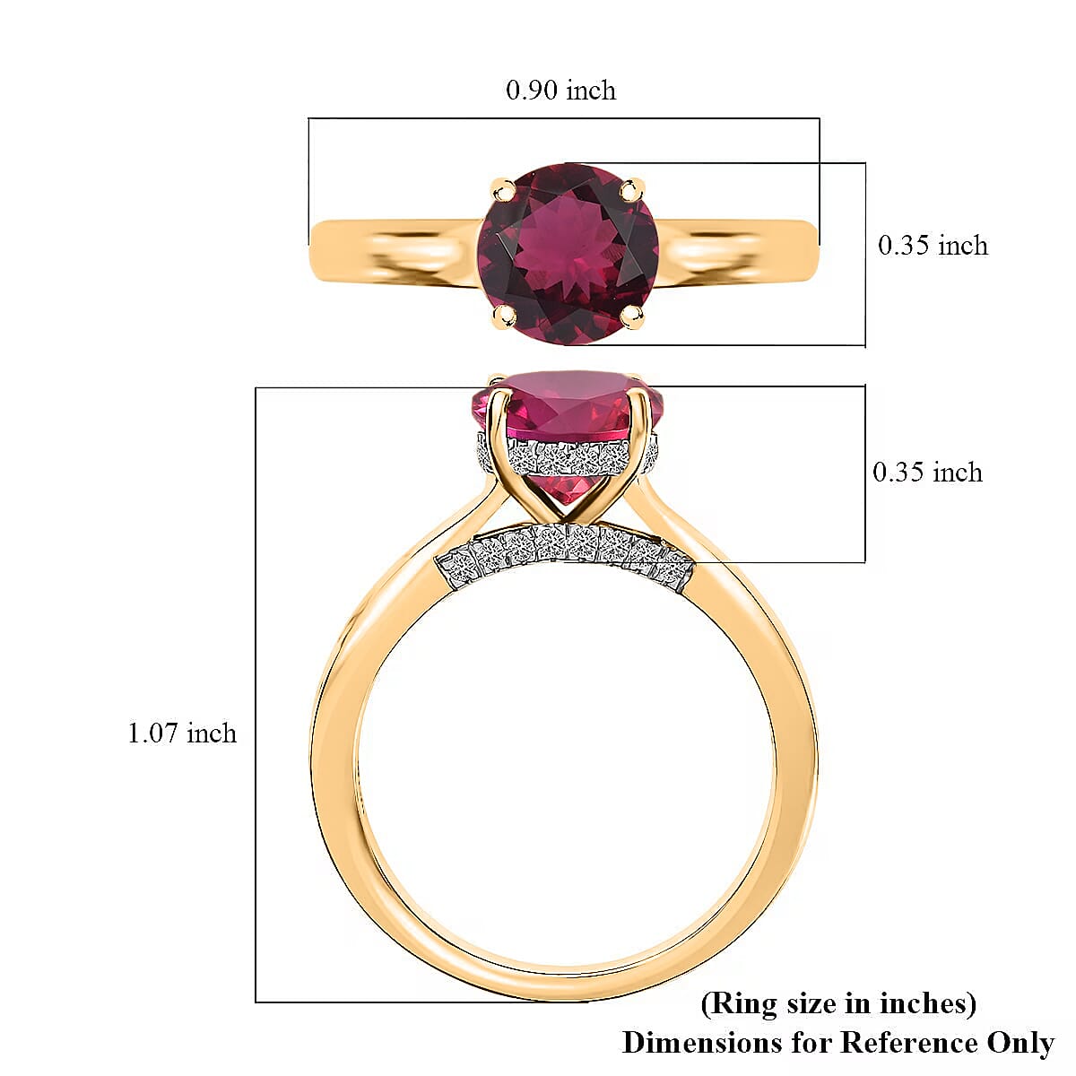 D'Joy Lab Grown Bixbite and Moissanite 2.85 ctw Ring in 18K Vermeil Yellow Gold Over Sterling Silver (Size 8.0) image number 5