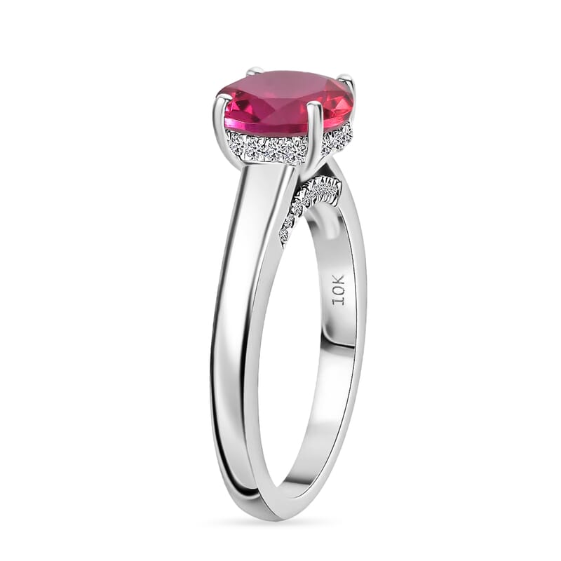D'Joy Lab Grown Bixbite and Moissanite 2.85 ctw Ring in Rhodium Over Sterling Silver (Size 12.0)
