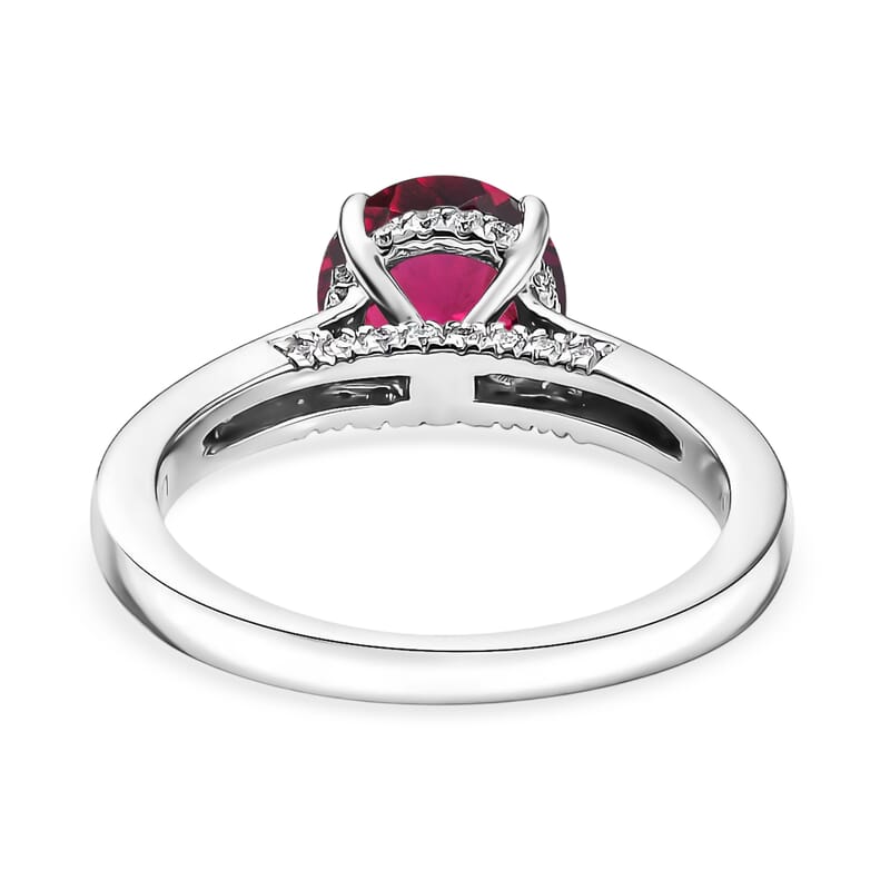 D'Joy Lab Grown Bixbite and Moissanite 2.85 ctw Ring in Rhodium Over Sterling Silver (Size 12.0)