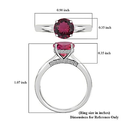 D'Joy Lab Grown Bixbite and Moissanite 2.85 ctw Ring in Rhodium Over Sterling Silver (Size 4.0)