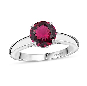 D'Joy Lab Grown Bixbite and Moissanite 2.85 ctw Ring in Rhodium Over Sterling Silver (Size 5.5)