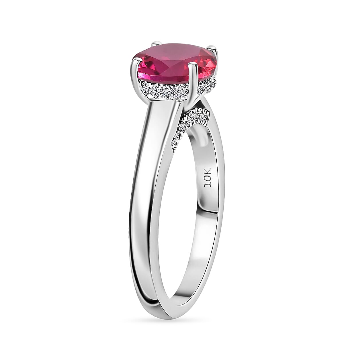 D'Joy Lab Grown Bixbite and Moissanite 2.85 ctw Ring in Rhodium Over Sterling Silver (Size 5.5) image number 3