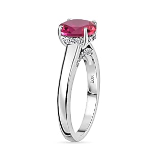 D'Joy Lab Grown Bixbite and Moissanite 2.85 ctw Ring in Rhodium Over Sterling Silver (Size 6.0)