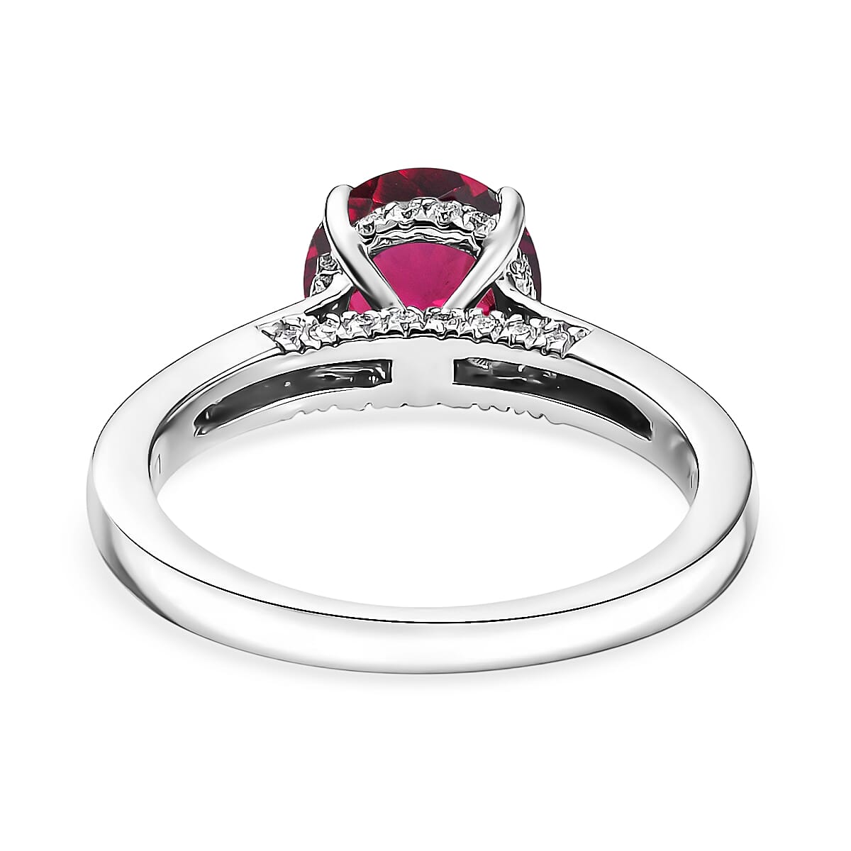 D'Joy Lab Grown Bixbite and Moissanite 2.85 ctw Ring in Rhodium Over Sterling Silver (Size 6.0) image number 4