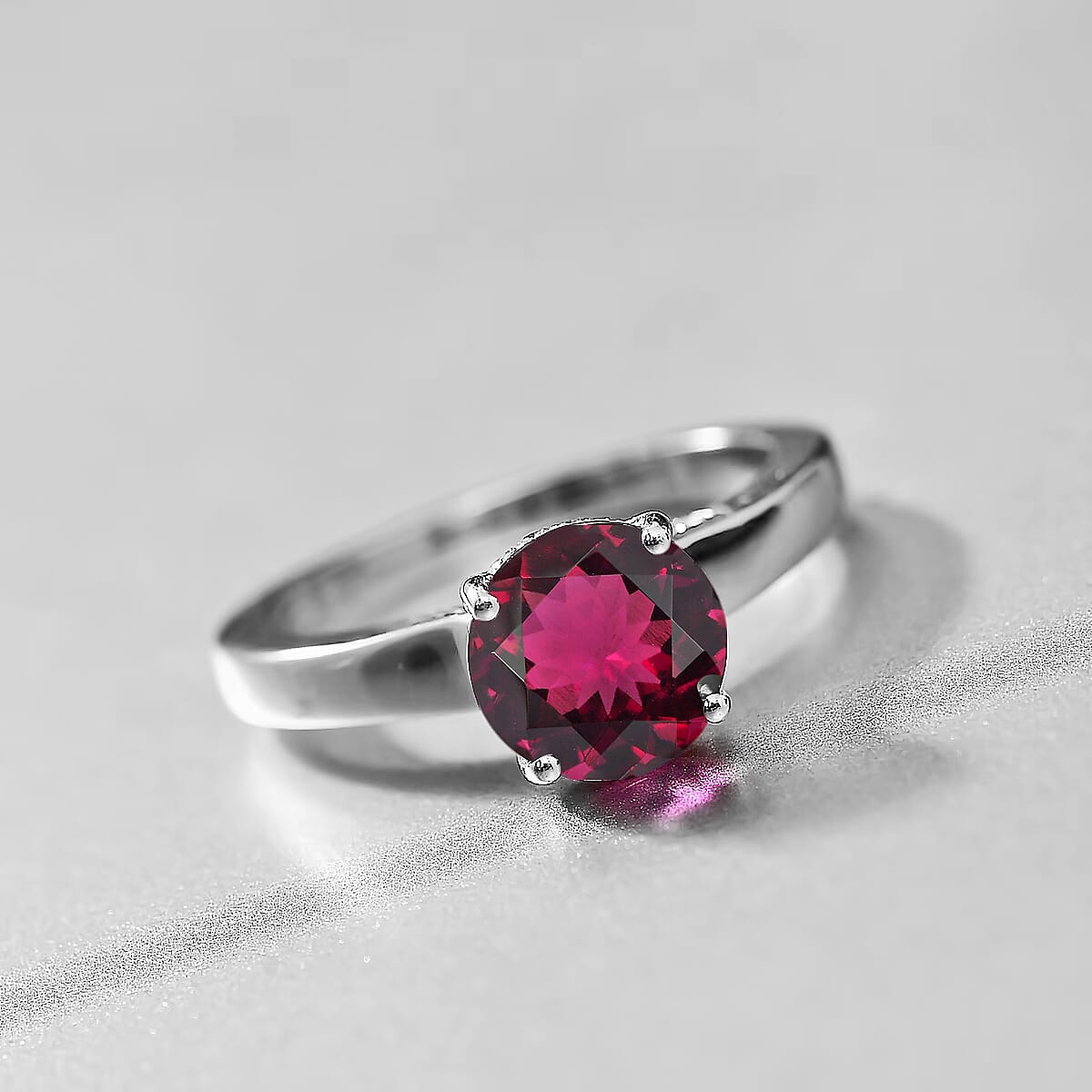 D'Joy Lab Grown Bixbite and Moissanite 2.85 ctw Ring in Rhodium Over Sterling Silver (Size 8.0) image number 1
