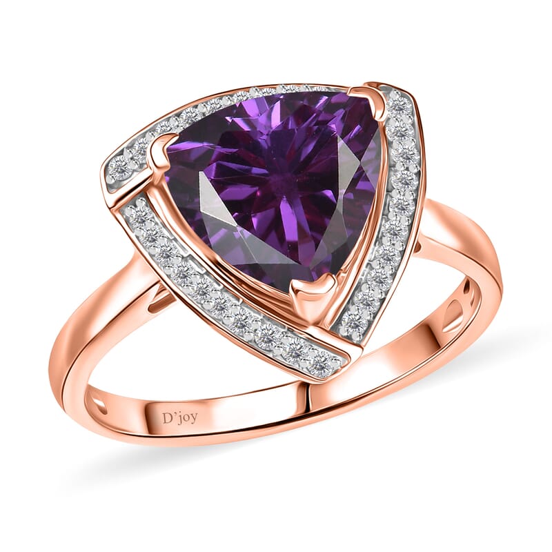D'Joy Lab Grown Color Change Sapphire and Moissanite 4.00 ctw Ring in 18K Vermeil Rose Gold Over Sterling Silver (Size 5.0)