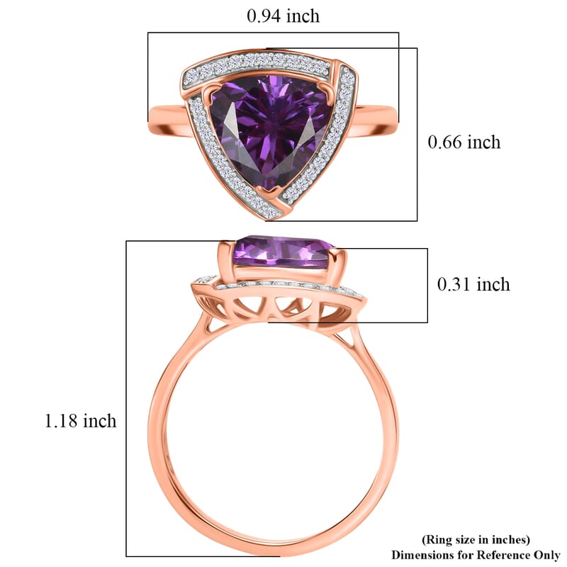 D'Joy Lab Grown Color Change Sapphire and Moissanite 4.00 ctw Ring in 18K Vermeil Rose Gold Over Sterling Silver (Size 5.0)