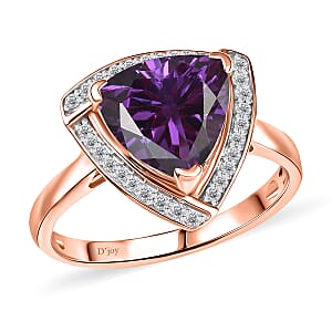 D'Joy Lab Grown Color Change Sapphire and Moissanite 4.00 ctw Ring in 18K Vermeil Rose Gold Over Sterling Silver (Size 6.0)
