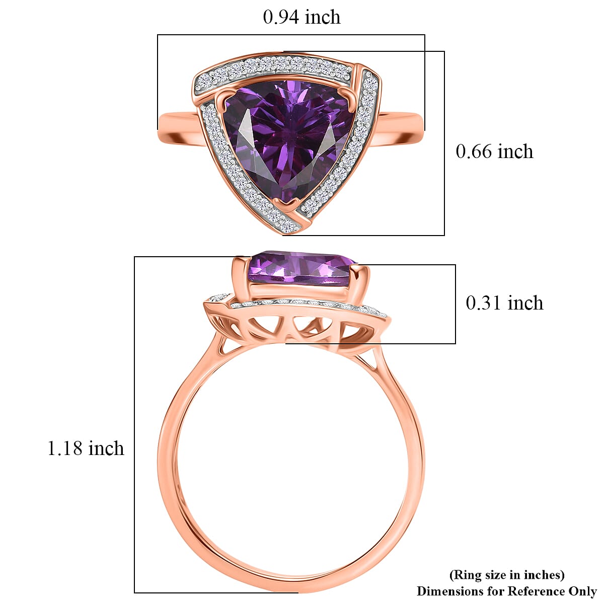 D'Joy Lab Grown Color Change Sapphire and Moissanite 4.00 ctw Ring in 18K Vermeil Rose Gold Over Sterling Silver (Size 7.0) image number 4