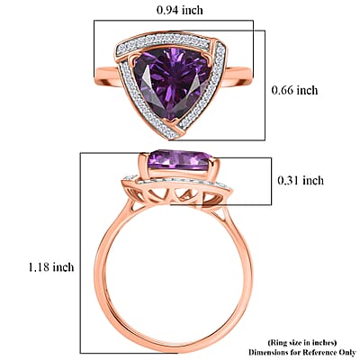 D'Joy Lab Grown Color Change Sapphire and Moissanite 4.00 ctw Ring in 18K Vermeil Rose Gold Over Sterling Silver (Size 8.5)