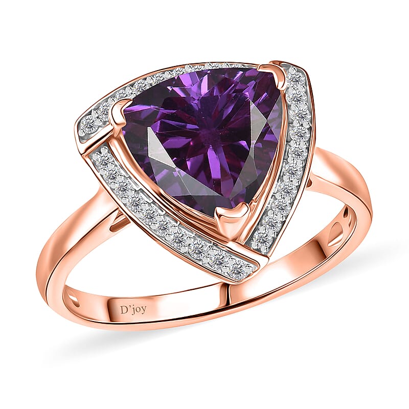 D'Joy Lab Grown Color Change Sapphire and Moissanite 4.00 ctw Ring in 18K Vermeil Rose Gold Over Sterling Silver (Size 9.5)