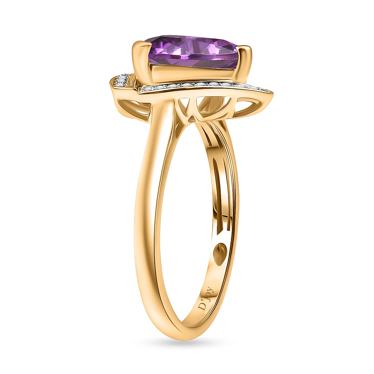 D'Joy Lab Grown Color Change Sapphire and Moissanite 4.00 ctw Ring in 18K Vermeil Yellow Gold Over Sterling Silver (Size 10.5)
