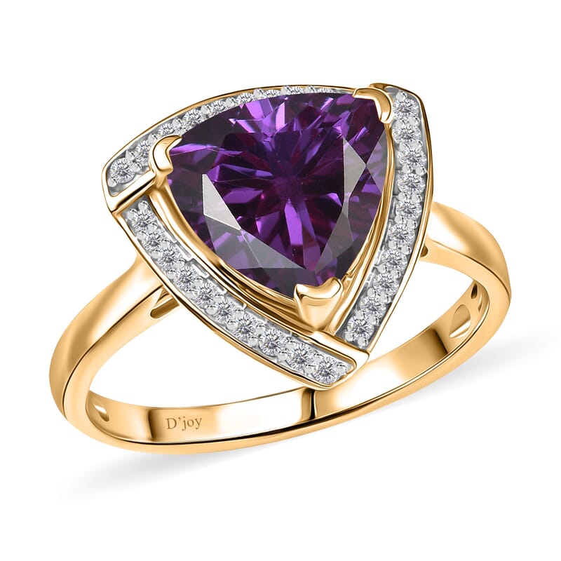 D'Joy Lab Grown Color Change Sapphire and Moissanite 4.00 ctw Ring in 18K Vermeil Yellow Gold Over Sterling Silver (Size 11.0)