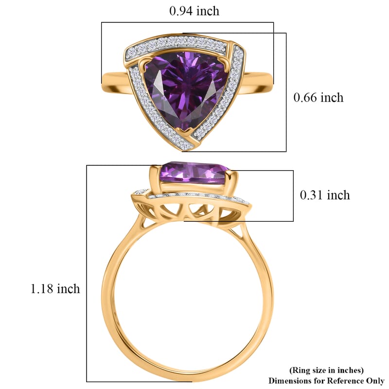 D'Joy Lab Grown Color Change Sapphire and Moissanite 4.00 ctw Ring in 18K Vermeil Yellow Gold Over Sterling Silver (Size 8.0)