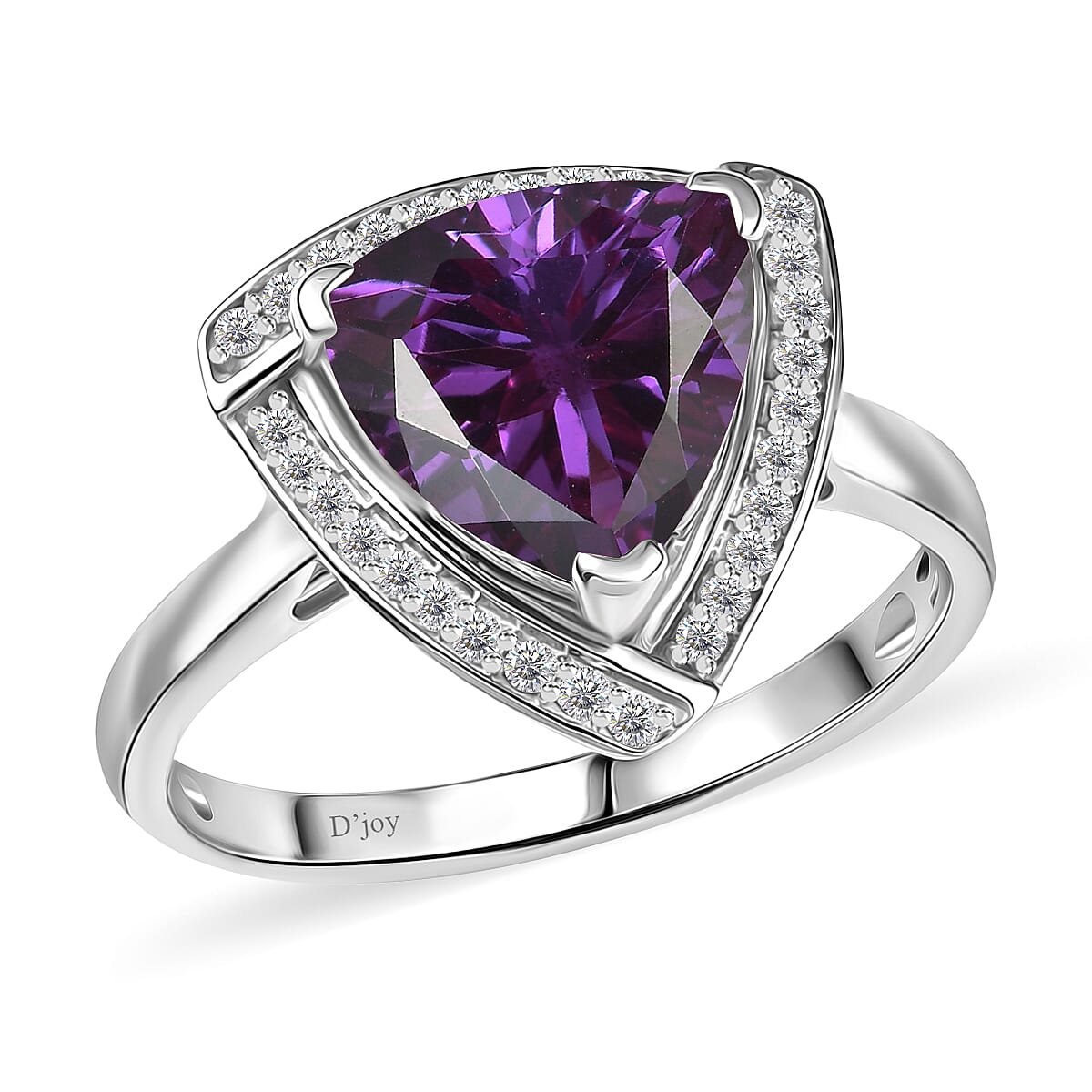D'Joy Lab Grown Color Change Sapphire and Moissanite 4.00 ctw Ring in Rhodium Over Sterling Silver (Size 11.0)