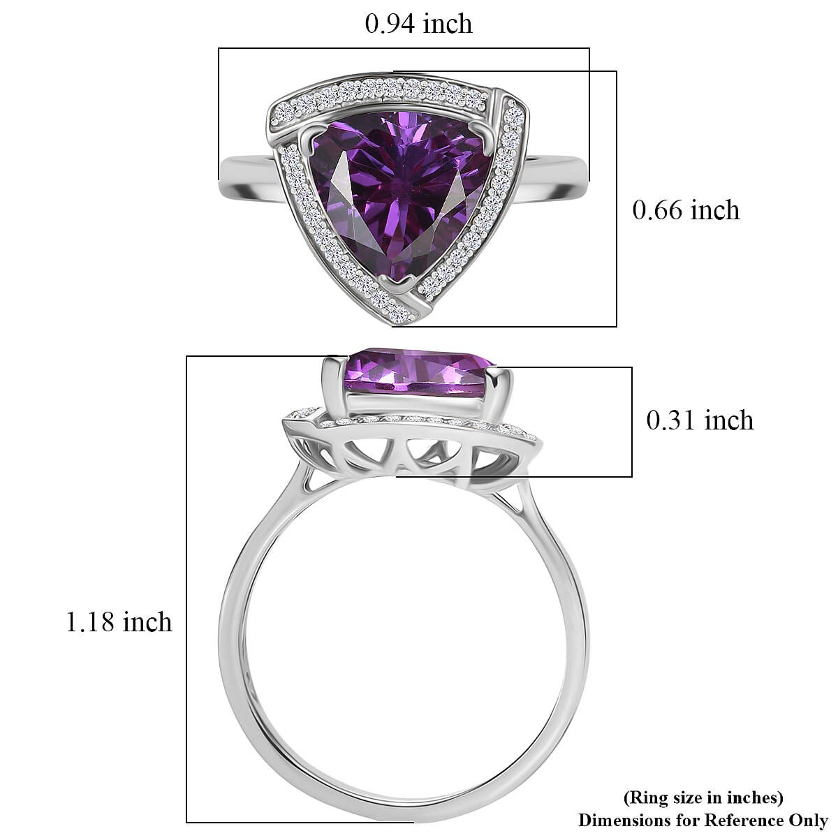 D'Joy Lab Grown Color Change Sapphire and Moissanite 4.00 ctw Ring in Rhodium Over Sterling Silver (Size 11.0)