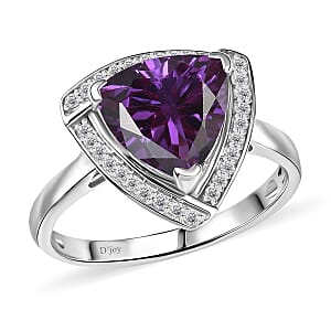 D'Joy Lab Grown Color Change Sapphire and Moissanite 4.00 ctw Ring in Rhodium Over Sterling Silver (Size 12)