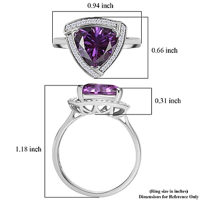 D'Joy Lab Grown Color Change Sapphire and Moissanite 4.00 ctw Ring in Rhodium Over Sterling Silver (Size 5.5)