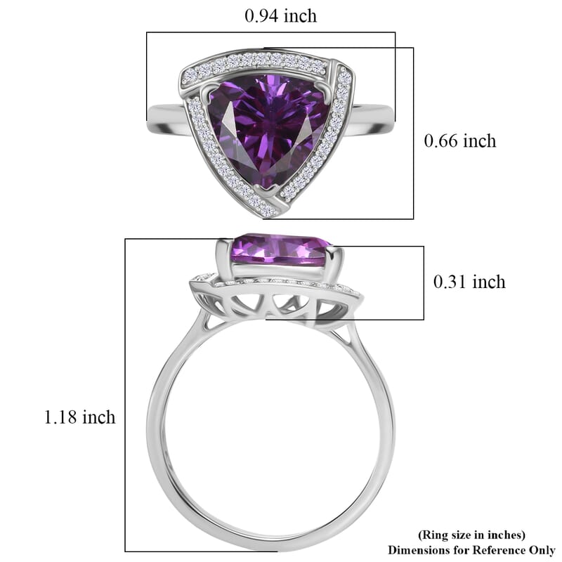 D'Joy Lab Grown Color Change Sapphire and Moissanite 4.00 ctw Ring in Rhodium Over Sterling Silver (Size 5.5)