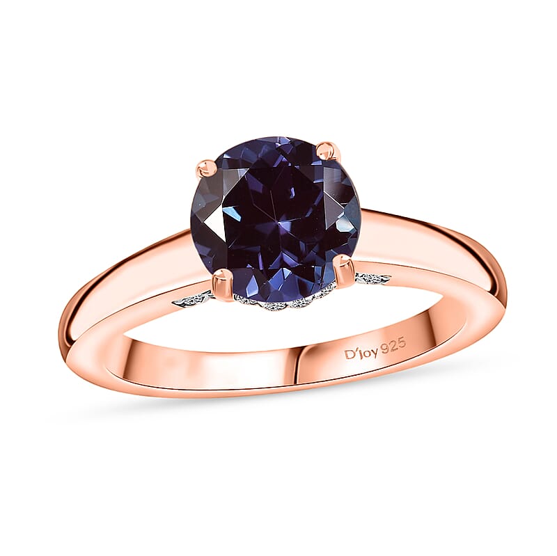 D'Joy Lab Grown Alexandrite and Moissanite 2.85 ctw Ring in 18K Vermeil Rose Gold Over Sterling Silver (Size 11.0)